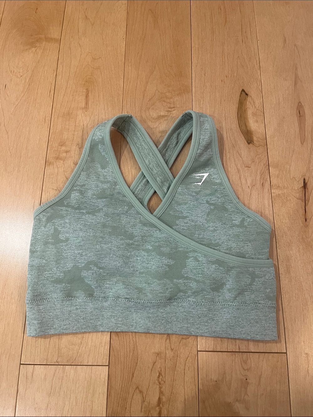 Gymshark Crossover Sports Bra - Green Camo - Picture 1 of 3